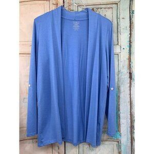 L.L. Bean Open Front Supima Cotton Cardigan M Reg Misses Light Blue Item ID29256